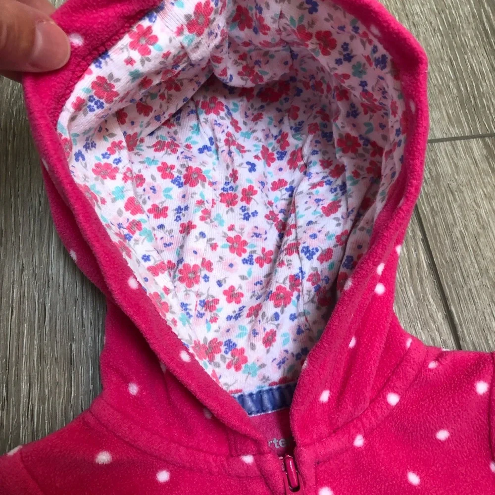 CARTERS HOODED FLEECE JUMPSUIT PINK 3MO
